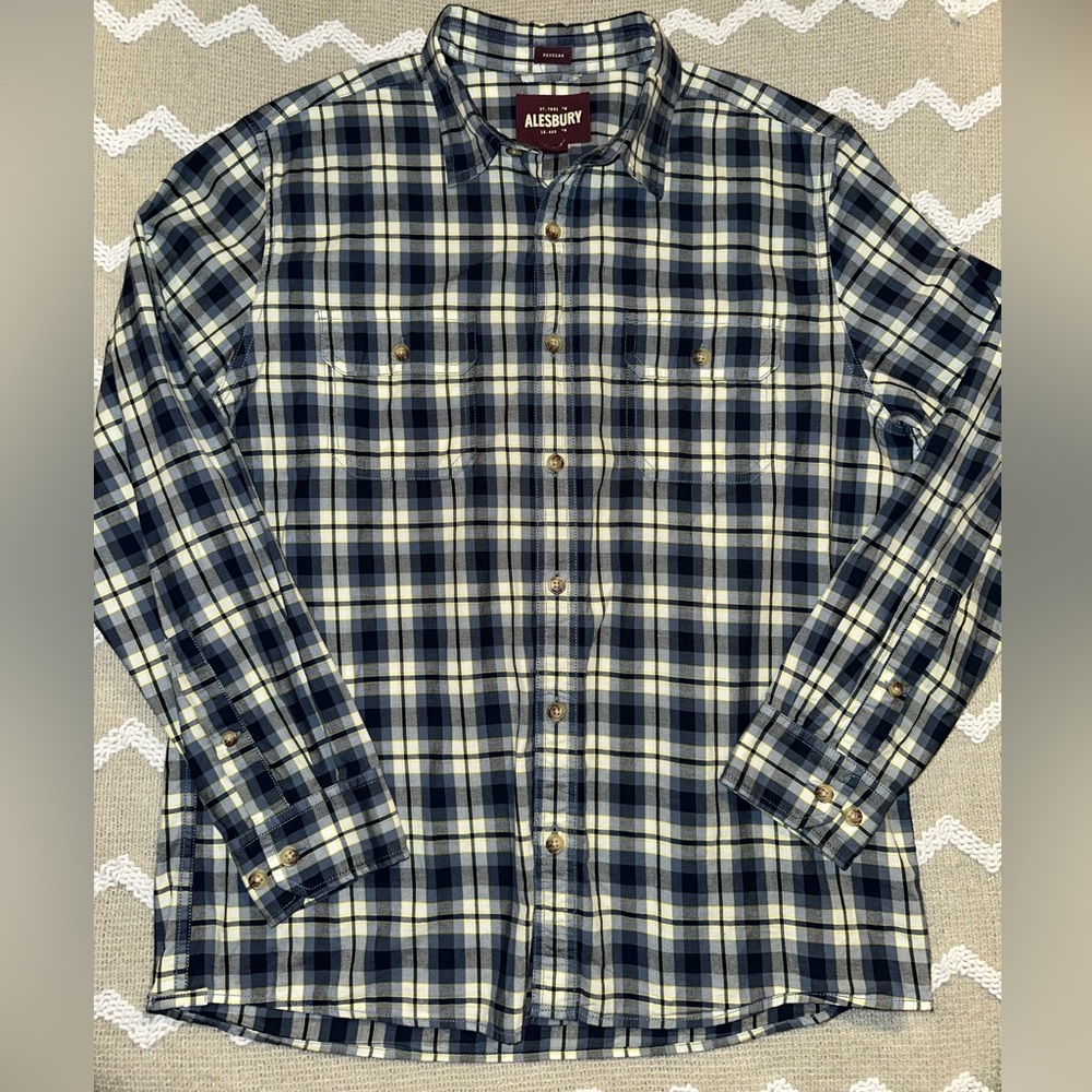 Alesbury Button Up Shirt Mens Size‎ M Plaid Long Sleeve regular fit